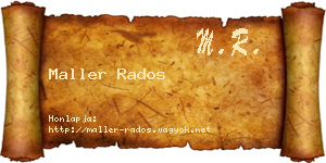 Maller Rados névjegykártya